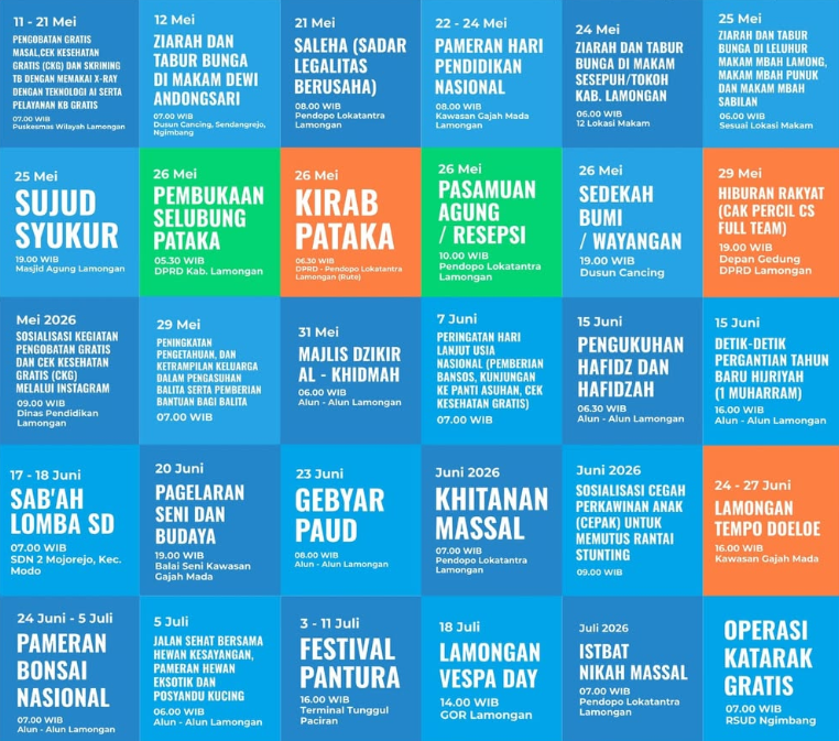 Kalender Jadwal Lengkap Acara Hari Jadi Lamongan 2026