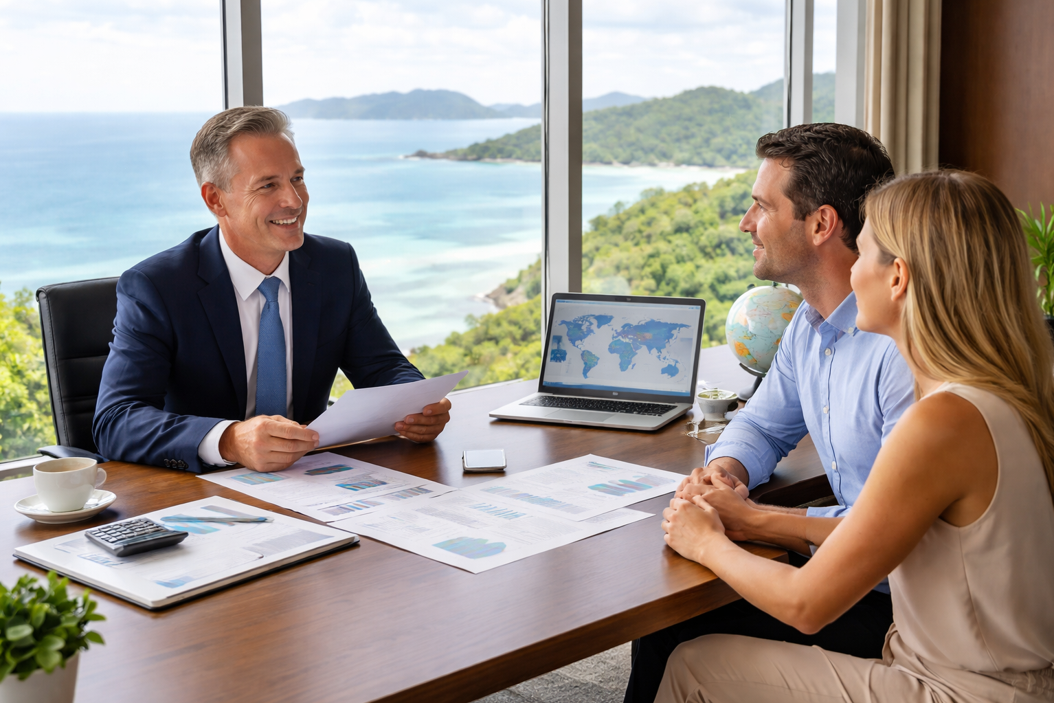 Professional Offshore Discretionary Trust consultation meeting with expert wealth advisors discussing international asset protection strategies